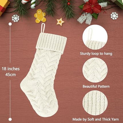 20 Inch Burgundy & Ivory Knit Christmas Stockings 6 Pack Holiday Decor