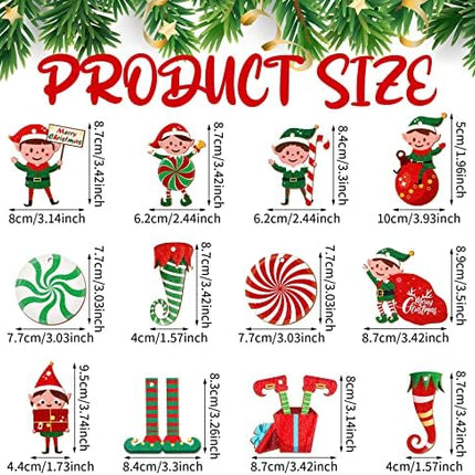 36PCS Wooden Elf Ornaments by Bucherry Xmas Tree Hanging Holiday Decorations