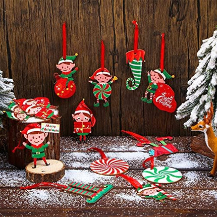 36PCS Wooden Elf Ornaments by Bucherry Xmas Tree Hanging Holiday Decorations
