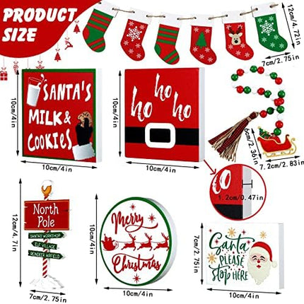 Bucherry 12PCS Santa Claus Tiered Tray Decor Red White Farmhouse Christmas Set
