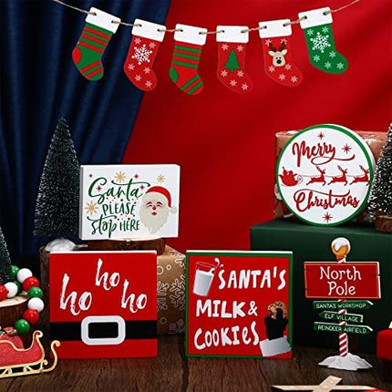 Bucherry 12PCS Santa Claus Tiered Tray Decor Red White Farmhouse Christmas Set