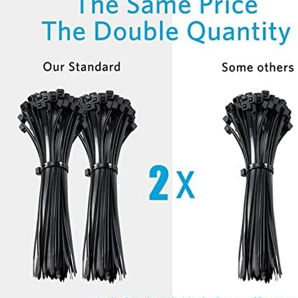 4 Inch Zip Ties 200 Pack – Small Black Cable Ties with 18 lb Strength by Tantti