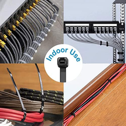 4 Inch Zip Ties 200 Pack – Small Black Cable Ties with 18 lb Strength by Tantti
