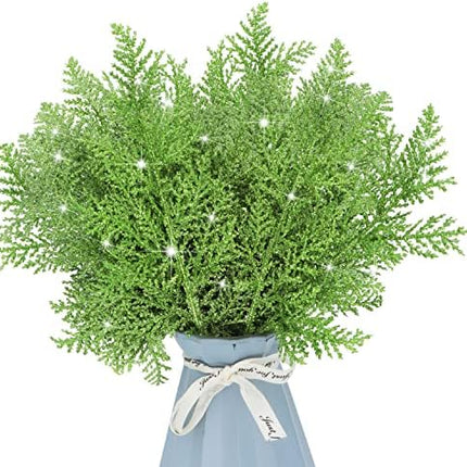 Green Pine Needle Sprays 20-Pack – Glitter Christmas Tree Picks for DIY Crafts