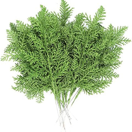 Green Pine Needle Sprays 20-Pack – Glitter Christmas Tree Picks for DIY Crafts