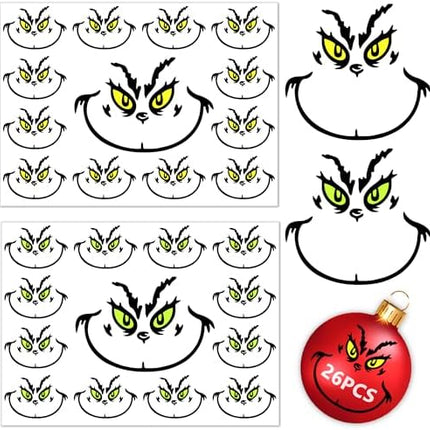 Waterproof Christmas Face Decals 26pcs – Vinyl Stickers for Balls & Home Decor