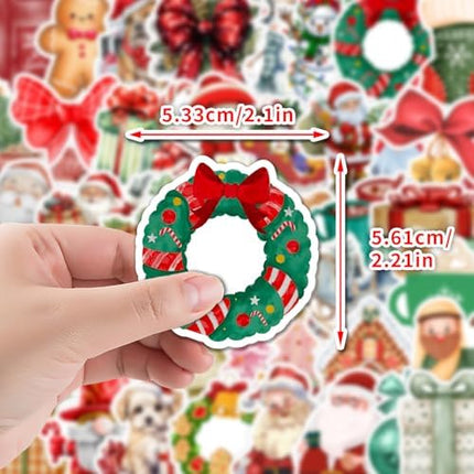 Vintage Christmas Vinyl Stickers 50pcs – No-Duplicate Holiday Decals for Kids