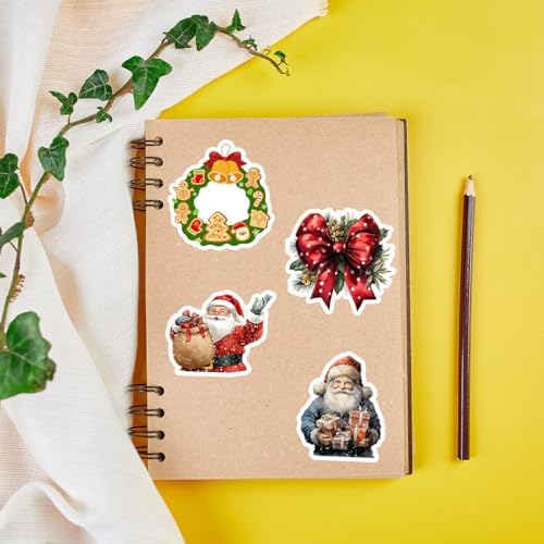 Vintage Christmas Vinyl Stickers 50pcs – No-Duplicate Holiday Decals for Kids