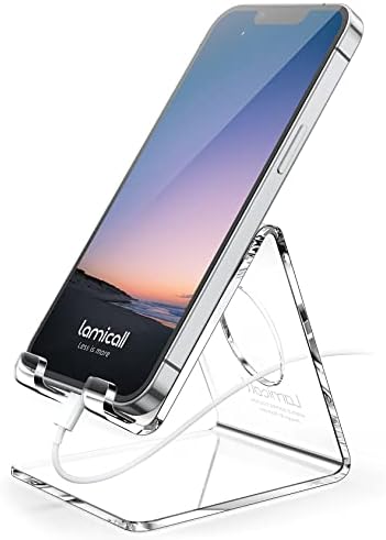 Lamicall Clear Cell Phone Stand – Acrylic Desk Phone Holder for Office & Home