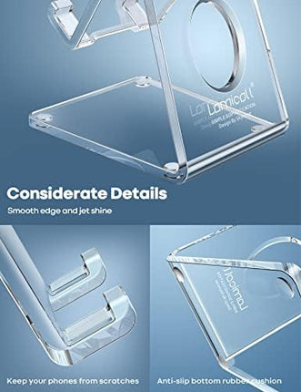 Lamicall Clear Cell Phone Stand – Acrylic Desk Phone Holder for Office & Home