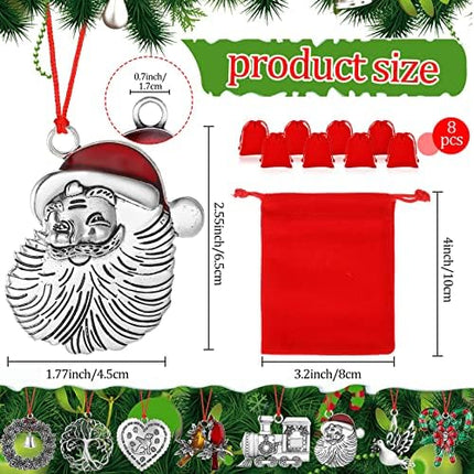 Pewter Christmas Ornament Set 2025 – Zhengmy 8pc Gnomes & Santa Decorations