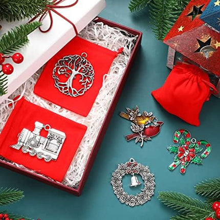 Pewter Christmas Ornament Set 2025 – Zhengmy 8pc Gnomes & Santa Decorations