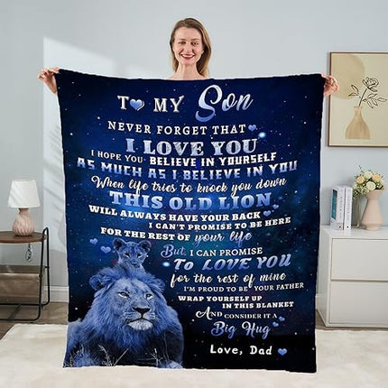 To My Son Flannel Blanket 80x60 – Warm Dad Gift for Birthday or Holidays