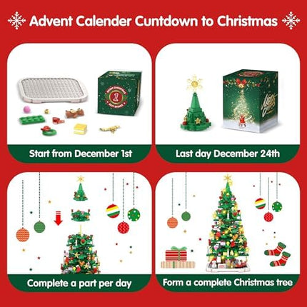 Christmas Tree LED Building Advent Calendar 2025 – 24-Day Holiday Gift Set