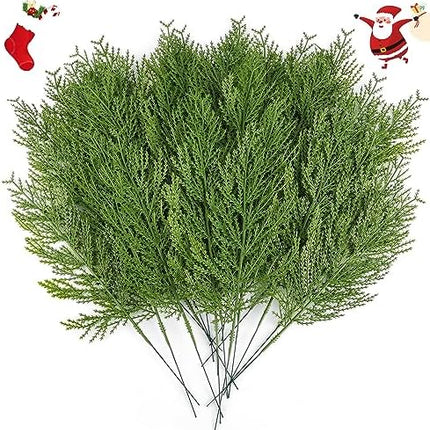 Artificial Cedar Picks by Hananona 40pcs – Green Cypress Stems Holiday Decor