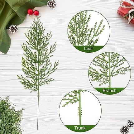 Artificial Cedar Picks by Hananona 40pcs – Green Cypress Stems Holiday Decor