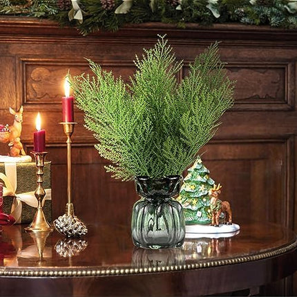 Artificial Cedar Picks by Hananona 40pcs – Green Cypress Stems Holiday Decor