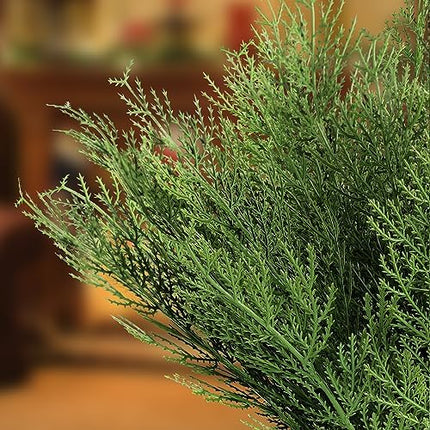 Artificial Cedar Picks by Hananona 40pcs – Green Cypress Stems Holiday Decor