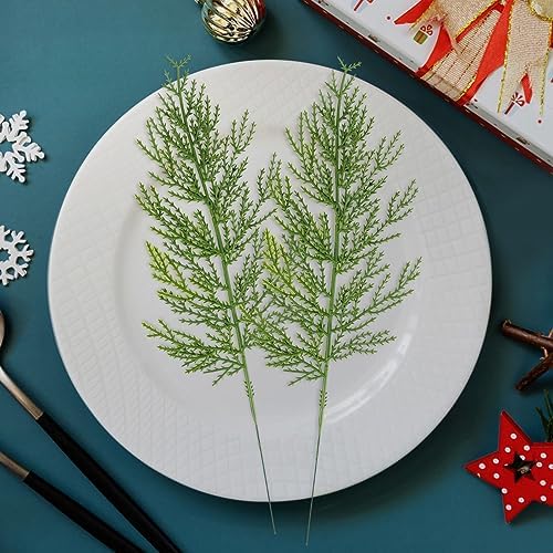 Artificial Cedar Picks by Hananona 40pcs – Green Cypress Stems Holiday Decor
