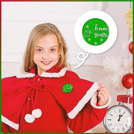 48pcs Naughty or Nice Christmas Party Favors – Wristbands & Button Pins Set