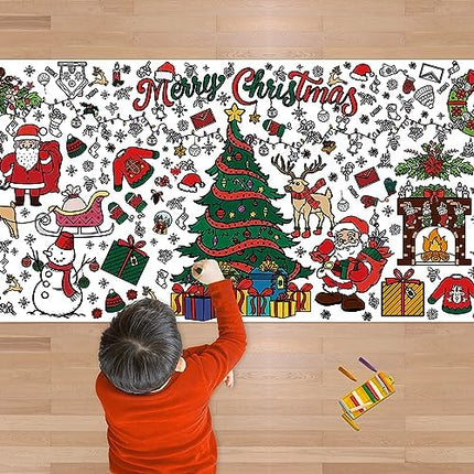 Jumbo Xmas Coloring Tablecloth – 30×72 Paper Craft Poster for Kids & Classroom Fun