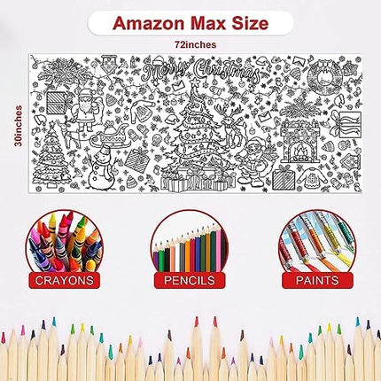 Jumbo Xmas Coloring Tablecloth – 30×72 Paper Craft Poster for Kids & Classroom Fun