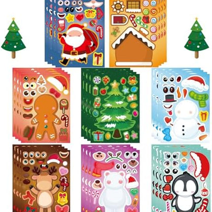 24PCS Kids Christmas Stickers – Make-A-Face Full Body Holiday Craft Pack