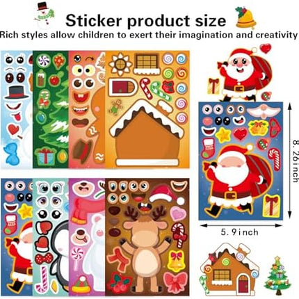 24PCS Kids Christmas Stickers – Make-A-Face Full Body Holiday Craft Pack