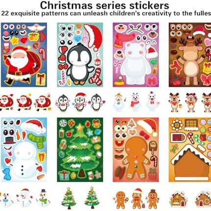 24PCS Kids Christmas Stickers – Make-A-Face Full Body Holiday Craft Pack