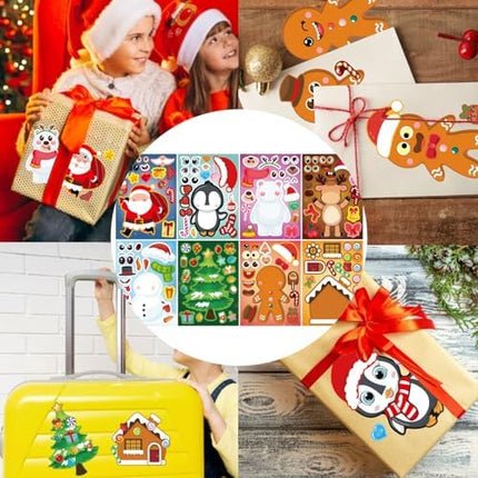 24PCS Kids Christmas Stickers – Make-A-Face Full Body Holiday Craft Pack