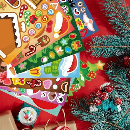 24PCS Kids Christmas Stickers – Make-A-Face Full Body Holiday Craft Pack