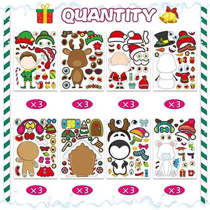 Christmas Stickers for Kids – 32 Sheets DIY Character Faces Party Favors