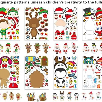 Christmas Stickers for Kids – 32 Sheets DIY Character Faces Party Favors