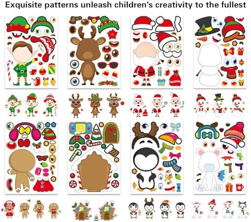 Christmas Stickers for Kids – 32 Sheets DIY Character Faces Party Favors