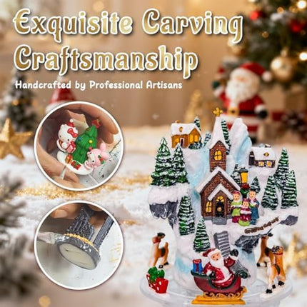 Deluxe 10.2" Lighted Christmas Snow Globe Carousel with 8 Songs & Timer Feature