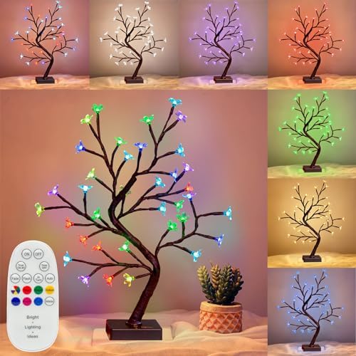 PEIDUO Color-Changing Cherry Blossom Lamp – LED Bonsai Tree for Home Décor, 17.5"