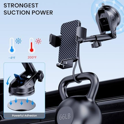Universal Car Phone Mount, Strong Suction Dashboard Vent Windshield Holder