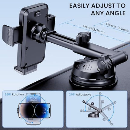 Universal Car Phone Mount, Strong Suction Dashboard Vent Windshield Holder