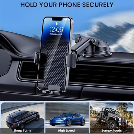 Universal Car Phone Mount, Strong Suction Dashboard Vent Windshield Holder