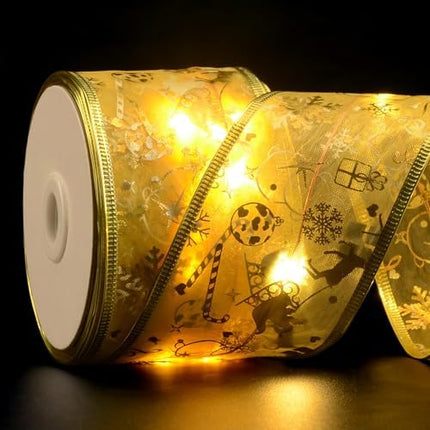 Christmas Ribbon Lights 2.5" x 33Ft – 100 LED Fairy Lights with Remote & Timer