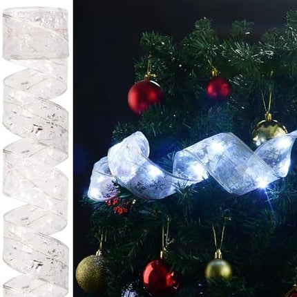 100 LED Xmas Ribbon Lights 33Ft – Battery & USB Powered with 8 Lighting Modes
