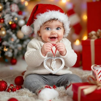 My First Christmas Ornament 2025 – Silver Teddy Bear Baby Keepsake with Box
