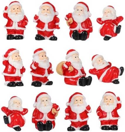 Mini Santa Ornament Set – 12 Mixed-Style Resin Figures for Holiday Home Décor
