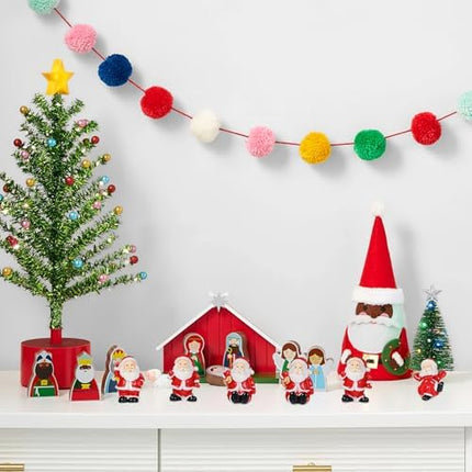 Mini Santa Ornament Set – 12 Mixed-Style Resin Figures for Holiday Home Décor
