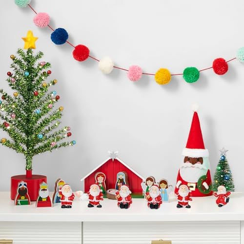 Mini Santa Ornament Set – 12 Mixed-Style Resin Figures for Holiday Home Décor