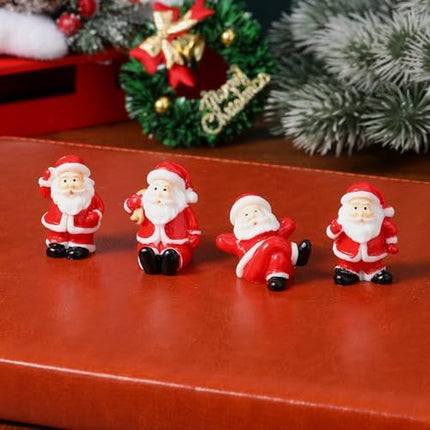 Mini Santa Ornament Set – 12 Mixed-Style Resin Figures for Holiday Home Décor