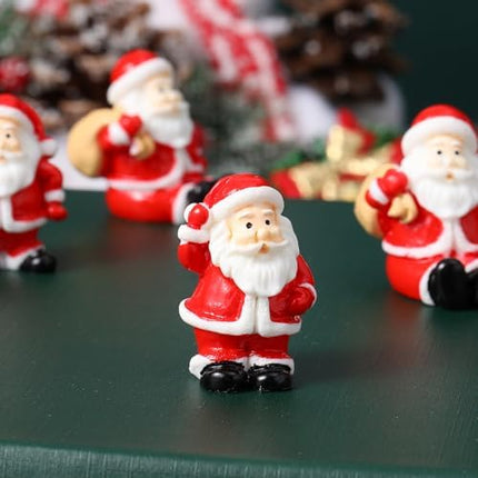 Mini Santa Ornament Set – 12 Mixed-Style Resin Figures for Holiday Home Décor