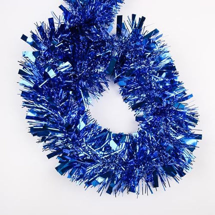 Metallic Blue Tinsel Garland – 33FT Holiday Parade & Celebration Decor