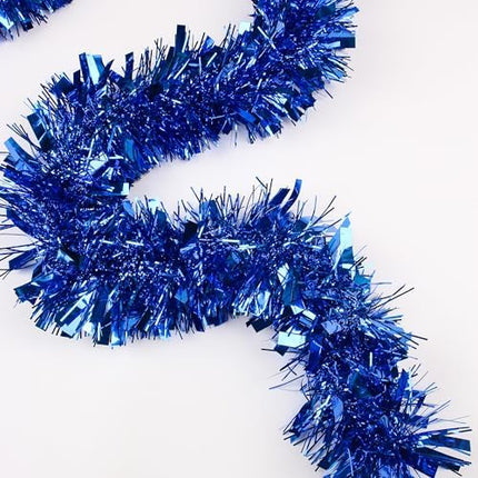 Metallic Blue Tinsel Garland – 33FT Holiday Parade & Celebration Decor