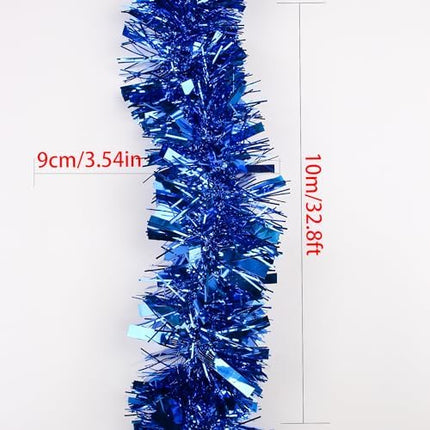 Metallic Blue Tinsel Garland – 33FT Holiday Parade & Celebration Decor